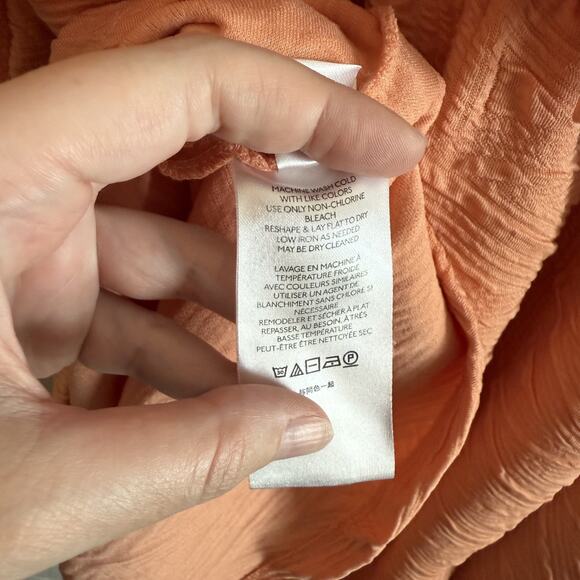 Free People Size XS Dress - Peach Puff Sleeves Babydoll Mini Tie Back Grapefruit - Picture 9 of 10